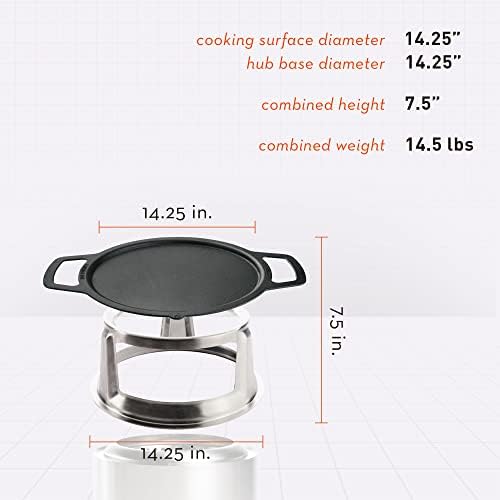 Solo Stove Ranger Griddle + Hub, Cast Iron Cookware with Stainless steel Hub for 6.5” Elevation, Addition to Ranger fire pit, Weight: 14.5lbs, Cooking surface diameter 14.25" - Image 3
