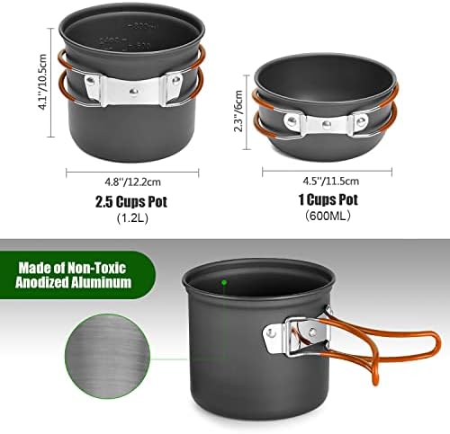 Odoland 11pcs Camping Cookware Backpacking Stove Set with Lightweight Pot - Image 3