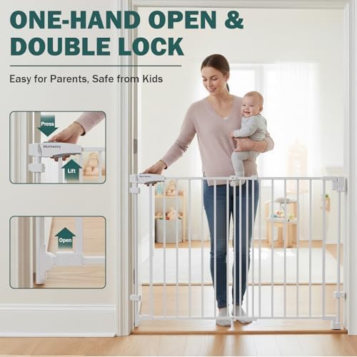 Mumeasy 30" Tall Baby Gate for Stairs & Doorways, No Bottom Bar Dog Gate - Image 5