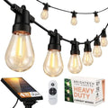Brightech Ambience Pro Super Bright Solar - 27Ft Remote Control Outdoor String Lights with 12 Shatterproof S14 Bulbs, Commercial Grade LED, Waterproof Patio Lights, 4W Soft White for Patio, Garden by Brightech