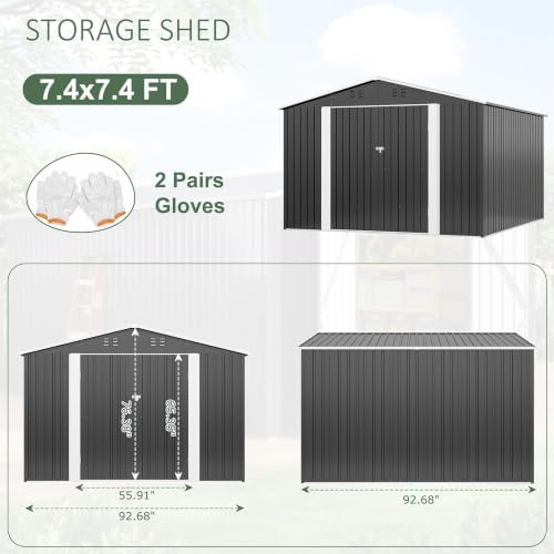 AirWire 8x8 FT Outdoor Storage Shed Gray - Image 4
