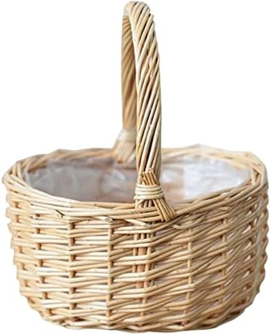 Basket Park Picnic Woven Rattan Picnic Storage Holder Baskets Wicker Handwoven Fruit Willow Braided Basket Camping Outdoor Decor - Image 4