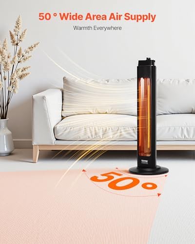 VEVOR Infrared Heater, 1500W, Electric Space Heater with 3 Speeds & 24H Timer & Multiple Security Protections, Quality Infrared Heating Tubes, Indoor/Outdoor for Bedroom, Studio, Porch, Dining Room - Image 6