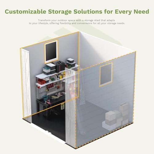 Patiowell 6X6 FT Plastic Outdoor Storage Shed with Floor, Light Grey - Image 7