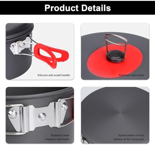 ALOCS Camping Cookware Set Camping Gear Compact Camping Pots and Pans Set - Image 4