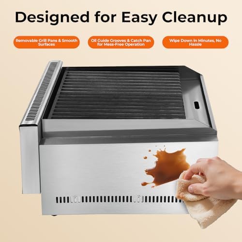 21" Gas Grill, 60TU/hr Commercial Countertop Gas Grill 2 Burner Gas Propane Flattop BBQ Stove Natural/Propane gas Radiant Char Broiler Grill with Adjustable Temperature for Garden Patio - Image 6