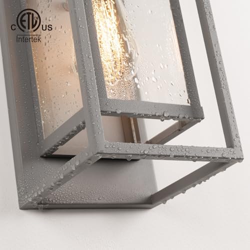 mirrea 14" Modern Outdoor Porch Wall Light, Matte Gray, 2 Pack - Image 7
