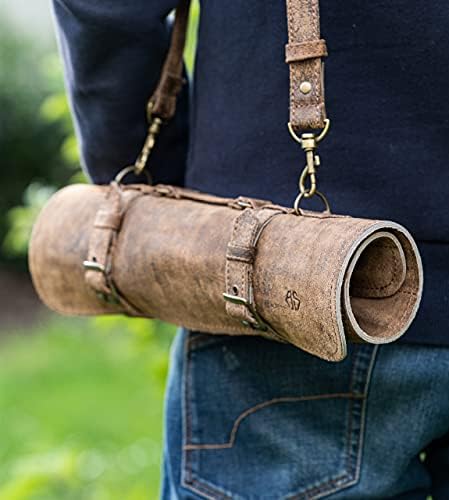 Angus Stoke Knife Roll Bag Genuine Leather – knife case for Chefs 7 slots – Leather Knife with handle and strap Frank (Brown-Antique) - Image 7
