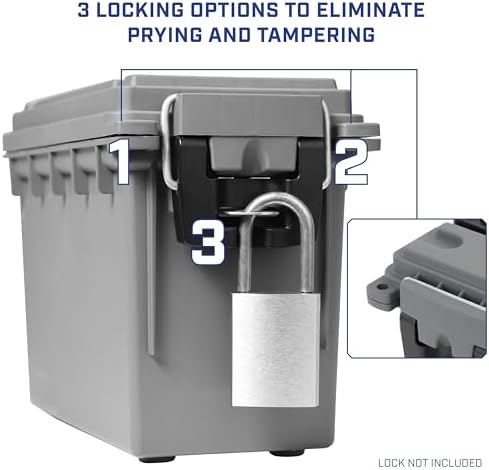 Sheffield 12628 Ammo Storage Box, Stackable .30 Cal Field Boxes, Water and Dust Resistant, Lockable Storage Box with Handle, Secures Hunting Gear, Supplies, and Bullets, Made in USA, | (Pack of 6) - Image 5