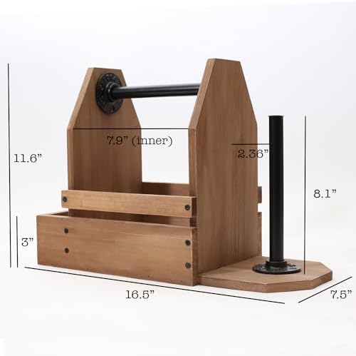 Wooden Grill Caddy Organizer - Versatile BBQ Caddy for Outdoor grill - Portable rustic wood condiment and paper towel holder with bottle opener for picnic and grilling - Image 3