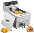 VEVOR Commercial Deep Fryer, 1500W Electric Countertop Fryer with Basket, 11.6Qt / 11L Stainless Steel Single Oil Fryer with Time & Temp Control, Overheat Protection, for Kitchen Restaurant Use by VEVOR