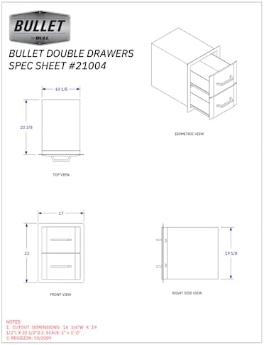 Bullet by Bull Double Drawer Storage Stainless Steel Drop In for Outdoor Kitchen BBQ Island - Image 4