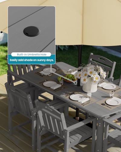 Ciokea HDPE Outdoor Patio Dining Table, All-Weather Furniture, Grey - Image 5