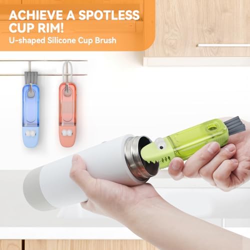3 in 1 Cup Lid Gap Cleaning Brush Set, Multifunctional Bottle Cleaning Brush, Silicone Cup Lid Gap Cleaner, Home Kitchen Crevice Cleaning Tools (Red) - Image 2