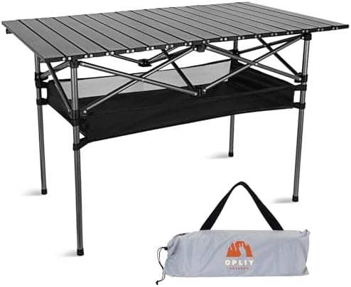 Opliy Portable Folding Camping Table for 4-6 Persons Aluminum Collapsible Table Lightweight with Carry Bag for Camping, Hiking, Picnics, BBQ, Beach Trips & Tailgating by Opliy