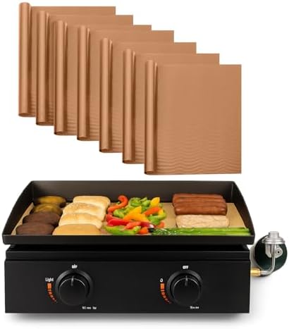 UNCO- Copper Grill Mats for Outdoor Grill, 13" x 15.8", 7 Pack, Nonstick Reusable Grilling Mats for Outdoor Grill, BPA and PFOA Free with PTFE-Fiberglass Coating by Unco