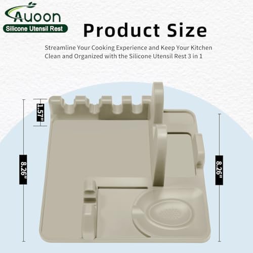 AUOON Silicone Utensil Rest with Lid Holder, Large, Milk Shake - Image 3