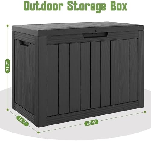 Outdoor Storage Waterproof Deck Box for Patio (45 Gallon, Black) - Image 2