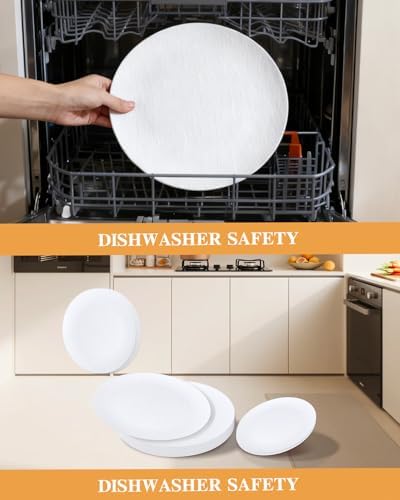 32pcs White Hard Plastic Plates Reusable Dinnerware Dish Set - Image 6
