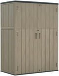 ZZM 57 Cu.ft Outdoor Storage Shed with Floor HDPE Double-Wall Resin Sheds Outdoor Storage, Lockable Weatherproof Storage Cabinet Fit for Garden Tools, Garage can, Bike, Patio Furniture, Brown by ZZM