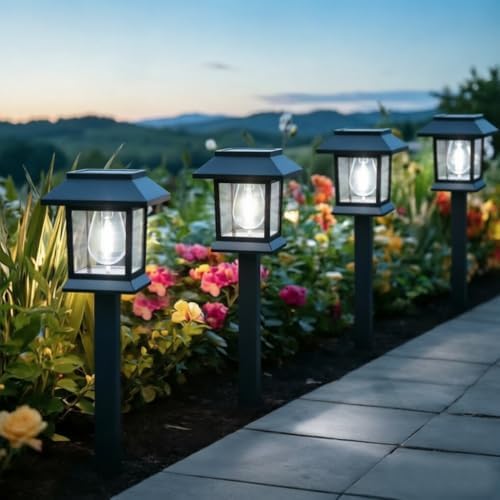 Greluna Solar Lights Outdoor, 6 Pack 6000K Waterproof Auto On/Off Solar Pathway Lights for Garden, Landscape, Path, Yard, Patio, Driveway, Walkway Decor by Greluna