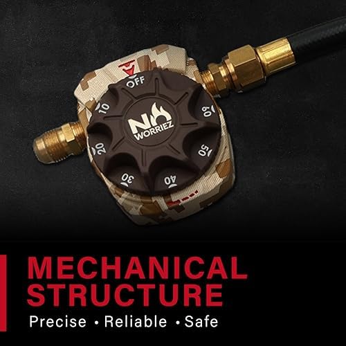 NO WORRIEZ Safety Auto Shut-Off Gas Timer for Propane & Natural Gas | Outdoor Grill, Fire Pit, Pizza Oven | – 100,000 BTU w/ 1/2" Flared Connector & Hose & Flare Male Adapter, Patent Pending - Image 5