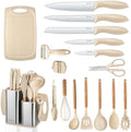 RAXCO Cooking Utensils Set,18-Piece Kitchen Utensils and Knife Set,Khiki by RAXCO