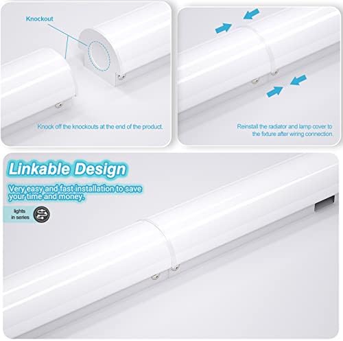 ANTLUX 8FT LED Shop Lights 110W [6-lamp T8 Fluorescent Equiv.], 12000LM, 5000K, Compact Commercial Grade 8 Foot LED Strip Lights for Warehouse Garage, Suspended and Flush Mount Ceiling Light, 8 Pack - Image 6
