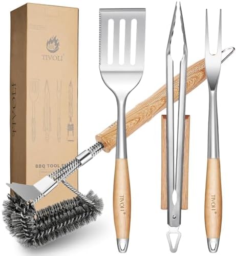 TIVOLI 4PCS Grilling Accessories Set - Heavy Duty BBQ Tool Set by TIVOLI