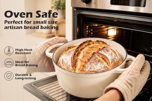 Leonyo 2Quart Small Enameled Cast Iron Dutch Oven with Lid,Light Sandalwood - Image 7