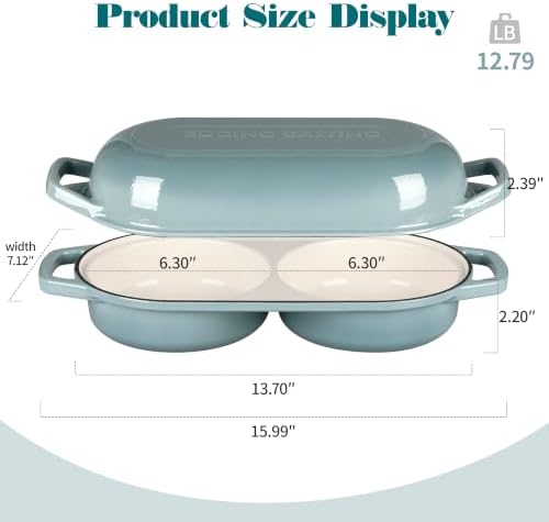 EDGING CASTING Enameled Cast Iron Double Bread Dutch Oven, Seasalt - Image 2