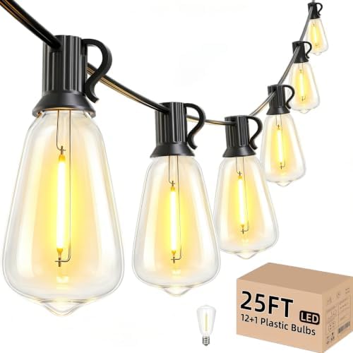 Svater Outdoor String Lights 25 FT, Patio Light Outside Waterproof 13 Bulbs by Svater