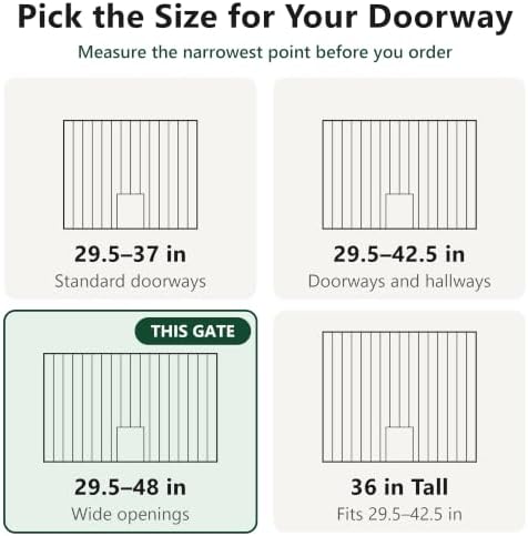Dog Gate with Adjustable Cat Door, 29.5-42.5 in Wide,White - Image 2