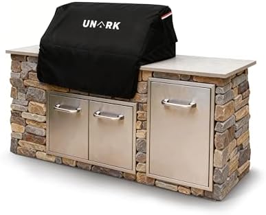 Built-in Grill Cover for Outdoor Grill, 32 Inch Island BBQ Covers for Outside Kitchen Grill Covers Heavy Duty Waterproof with Plush Lining (32" W x 26" D x 24" H Inches, Black) by UNARK