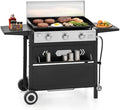 MFSTUDIO 27" Flat Top Gas Griddle Grill with Ceramic Coated Cast Iron Pan by MFSTUDIO
