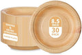 30 Pcs Deep Paper Plates 8.5 inch, Double Thick & Extra Sturdy Wood Grain Paper Plates, Microwave Safe, Soak Proof Disposable Plates for Woodland Baby Shower, Camp Party, Birthday Party by DTFMZOV