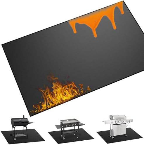 65 x 40 inch Heavy Duty Large Under Grill Mats for Outdoor Grill, Double-Sided Fireproof, Waterproof, Oil Proof Deck and Patio Protector, BBQ Mat Grill Floor Mats Fireplace Fire Pit Mat by Unknown