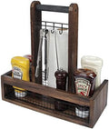 J JACKCUBE DESIGN Rustic Wood Tabletop Organizer for Outdoor Dining, Grill, BBQ Condiment, Spices, Spatula, Tong, Utensil Holder and Paper Towel Serving Caddy - MK718A (Rustic Wood) by JACKCUBEDESIGN