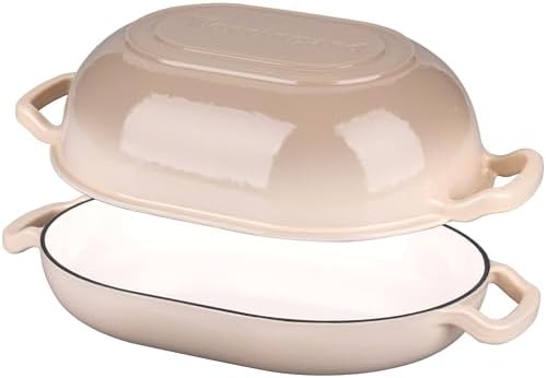 VORRINGARD Enameled Cast Iron Sourdough Bread Oven, Dutch Oven, Loaf Cast Iron Bread Pan for Homemade Bread Baking, Meatloaf Pan with Lid, 7QT, Latte - Image 6