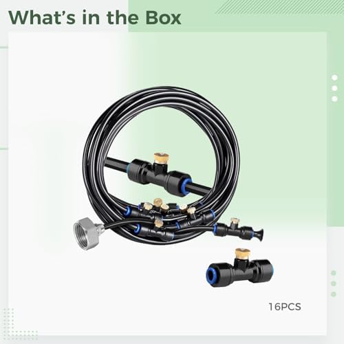 12 M Outdoor Mister System, Garden Water Spray Cooling Kit, 16 Nozzles, Us Connector - Image 5