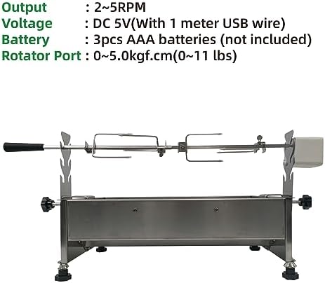 Universal Replacement Rotisserie Kit 5078d USB AAA batteries DC 5V Quick Install Portable Spit Grill Outdoor Camping BBQ Three Heights Adjustable Length Cooking Tool Roaster Accessories Chicken - Image 5