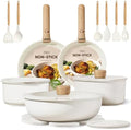 CAROTE Pots and Pans Set Non Stick, Detachable Handle Cookware, 21pcs,White by CAROTE
