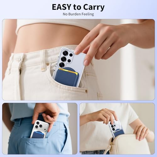 Magnetic Wallet for Samsung Galaxy S26 S25 S24 Series, Fold 8 Ultra with Magsafe Case, for iPhone 18-12 Series, RFID Blocking Leather Magnetic Card Holder | Holds 3 Cards | Blue - Image 6