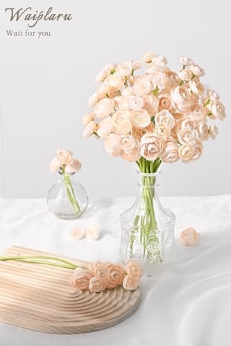 Waipfaru Ranunculus Artificial Flowers, 18Pcs 14In Fake Peonies Artificial Flowers, Faux Flower for Vase Silk Flower Real Touch Faux Peony Bulk for DIY Wedding Bouquet Home Bridal Shower Decor - Image 2