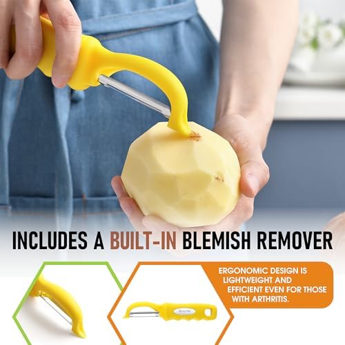 Spring Chef Swivel Potato Peeler with Soft Grip Handle, Set of 2, Yellow - Image 5