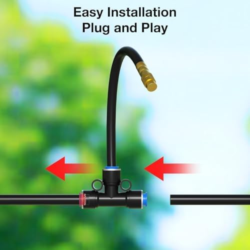 MIXC 1/4" 99Ft Drip Irrigation System with Rechargeable 2-Zone Water Timer, Automatic Garden Watering Kit with 16pcs 360°Adjustable Brass Nozzles & Bendable Rod,for Raised Bed,Potted Plant,Greenhouse - Image 6
