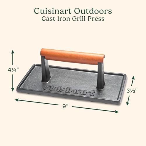 Cuisinart Burger Press with Wooden Handle, Cast Iron, Rectangle (Pack of 8) - Image 2
