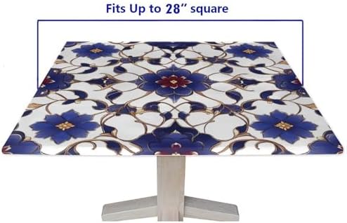 Fitted Tablecloth, Moroccan Trellis Pattern Printed on Washable Patio Table Cover, Perfect for Meals Coffee Guest Dinners, Fit for 28" x 28" Square Tables - Image 5