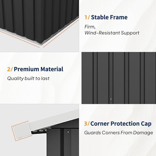 UDPATIO 10X10 FT Outdoor Storage Shed, Metal Shed for Patio&Garden,Grey - Image 7