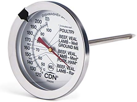 CDN Ovenproof Meat Thermometer NSF Certified Pro Accurate, Temperature Guide on 2" Dial - Easy-to-Read - Poultry, Roasting, Waterproof - IRM200 by CDN-ComponentDesignNorthwestInc